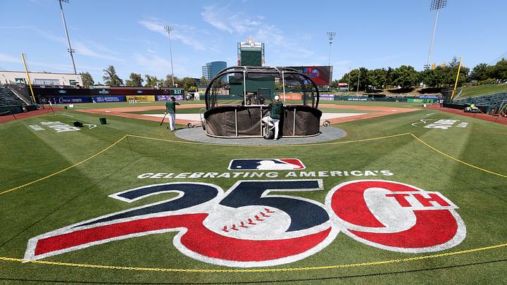 Jul 4, 2026; West Sacramento, California, USA; A general view of the field before the start of a game between the Miami Marlins and the Athletics at Sutter Health Park. Mandatory Credit: Dennis Lee-Imagn Images