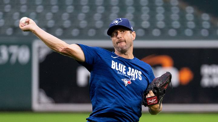Sep 21, 2026; Baltimore, Maryland, USA; Toronto Blue Jays pitcher Max Scherzer (31) throws pregame at Oriole Park at Camden Yards. Mandatory Credit: Jamie LeBlanc-Imagn Images Sep 21, 2026; Baltimore, Maryland, USA; Toronto Blue Jays pitcher Max Scherzer (31) throws pregame at Oriole Park at Camden Yards. Mandatory Credit: Jamie LeBlanc-Imagn Images