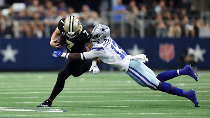 Saints' multi-purpose star Taysom Hill injured his chest area in victory over Dallas Sunday. (Getty Images).