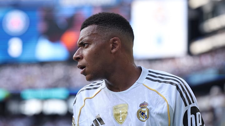[Subscription Customers Only] Jul 9, 2025; East Rutherford, New Jersey, USA; Real Madrid CF forward Kylian Mbappe (9) during a semifinal match of the 2025 FIFA Club World Cup at MetLife Stadium. Mandatory Credit: Amanda Perobelli-Reuters via Imagn Images
