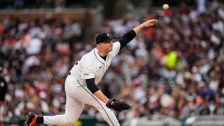 Detroit Tigers pitcher Tarik Skubal (29) throws against New York Yankees during the sixth inning at Comerica Park in Detroit on Wednesday, June 24, 2026.