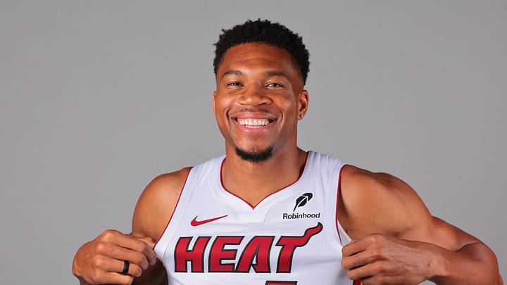 Sep 28, 2026; Miami, FL, USA; Miami Heat forward Giannis Antetokounmpo (7) poses for a photo during media day at Kaseya Center. Mandatory Credit: Sam Navarro-Imagn Images Sep 28, 2026; Miami, FL, USA; Miami Heat forward Giannis Antetokounmpo (7) poses for a photo during media day at Kaseya Center. Mandatory Credit: Sam Navarro-Imagn Images
