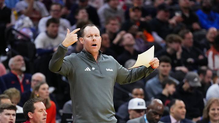 Mar 20, 2026; Philadelphia, PA, USA; Miami (OH) RedHawks head coach Travis Steele calls a play during the first half against the Tennessee Volunteers during a first round game of the men's 2026 NCAA Tournament at Xfinity Mobile Arena. Mandatory Credit: Kyle Ross-Imagn Images