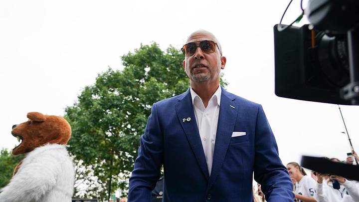Sep 27, 2025; University Park, Pennsylvania, USA; Penn State Nittany Lions head coach James Franklin walks into Beaver Stadium prior to a game against the Oregon Ducks. Mandatory Credit: James Lang-Imagn Images
