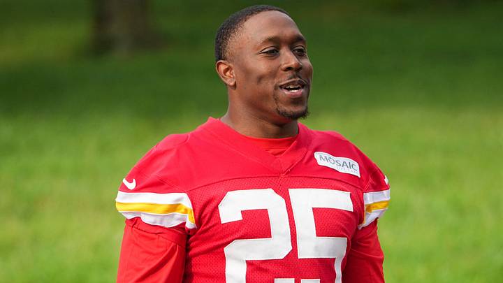 Kansas City Chiefs running back Emari Demercado (25) walks down the hill to the fields prior to training camp at Missouri Western State University. Mandatory Credit: Denny Medley-Imagn Images