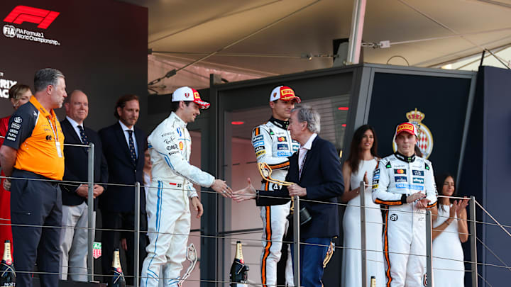 Bernard Arnault, Charles Leclerc, Lando Norris, Oscar Piastri, Formula 1