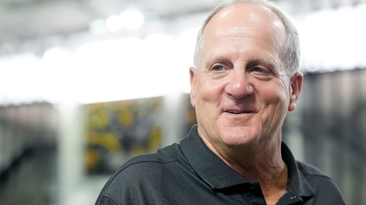 Iowa defensive coordinator Phil Parker speaks to reporters during the team’s media day Aug. 8, 2025 in Iowa City, Iowa. Iowa defensive coordinator Phil Parker speaks to reporters during the team’s media day Aug. 8, 2025 in Iowa City, Iowa.