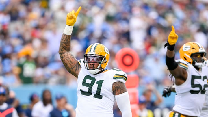 Green Bay Packers defensive end Preston Smith celebrates his sack against the Tennessee Titans. Green Bay Packers defensive end Preston Smith celebrates his sack against the Tennessee Titans.