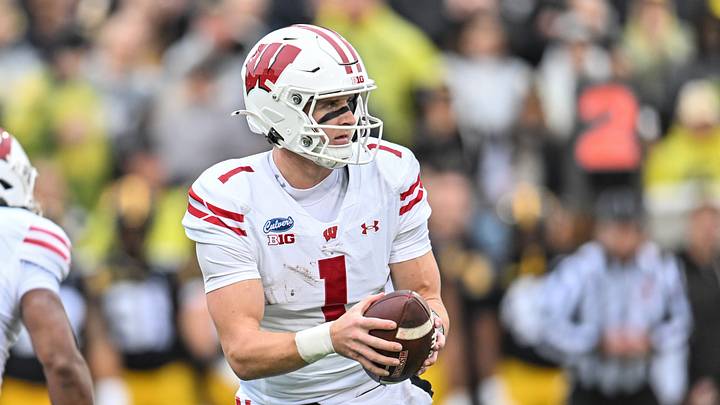 Oct 31, 2026; Iowa City, Iowa, USA; Wisconsin Badgers quarterback Colton Joseph (1) looks to throw a pass against the Iowa Hawkeyes during the first quarter at Kinnick Stadium. Mandatory Credit: Jeffrey Becker-Imagn Images Oct 31, 2026; Iowa City, Iowa, USA; Wisconsin Badgers quarterback Colton Joseph (1) looks to throw a pass against the Iowa Hawkeyes during the first quarter at Kinnick Stadium. Mandatory Credit: Jeffrey Becker-Imagn Images