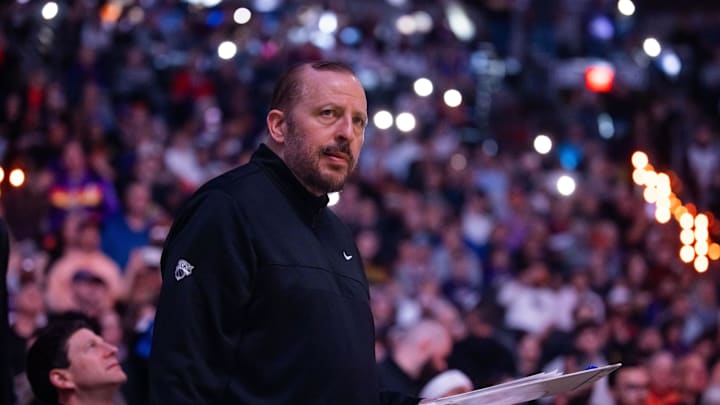 Nov 20, 2024; Phoenix, Arizona, USA; New York Knicks head coach Tom Thibodeau against the Phoenix Suns at Footprint Center. Mandatory Credit: Mark J. Rebilas-Imagn Images Nov 20, 2024; Phoenix, Arizona, USA; New York Knicks head coach Tom Thibodeau against the Phoenix Suns at Footprint Center. Mandatory Credit: Mark J. Rebilas-Imagn Images