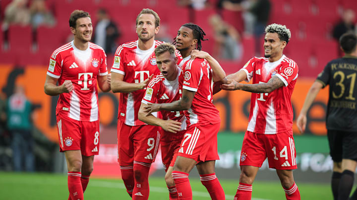 Bayern Munich players in action against Augsburg.