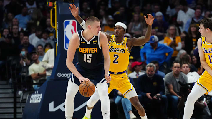 May 18, 2023; Denver, Colorado, USA; Denver Nuggets center Nikola Jokic (15) controls the ball