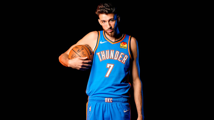 Chet Holmgren is pictured during the Thunder media day at the Paycom Center in Oklahoma City, on Monday, Sept. 30, 2024. Chet Holmgren is pictured during the Thunder media day at the Paycom Center in Oklahoma City, on Monday, Sept. 30, 2024.