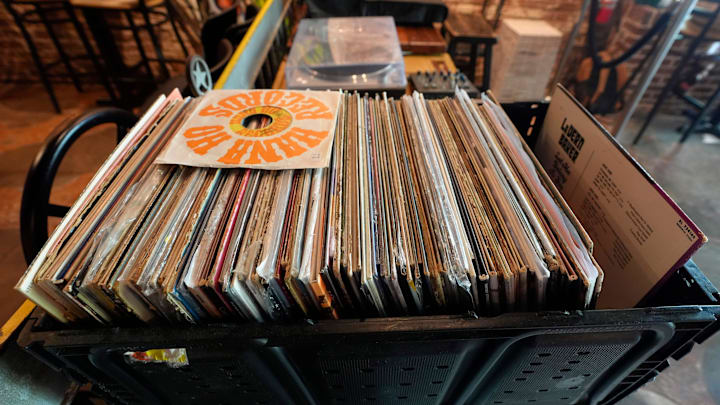 A selection of house vinyl albums