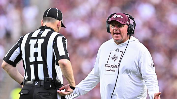 Texas A&M Aggies head coach Mike Elko reacts during the first quarter against the Missouri State Bears at Kyle Field.