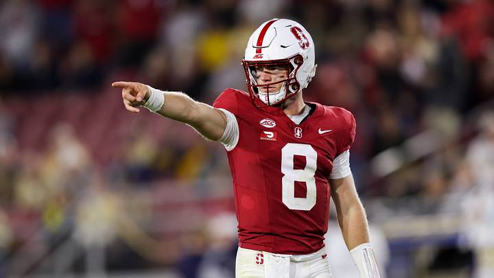Sep 26, 2026; Stanford, California, USA;  Stanford Cardinal quarterback Davis Warren (8) reacts after a touchdown during the third quarter against the Georgia Tech Yellow Jackets at Stanford Stadium.  Mandatory Credit: Sergio Estrada-Imagn Images