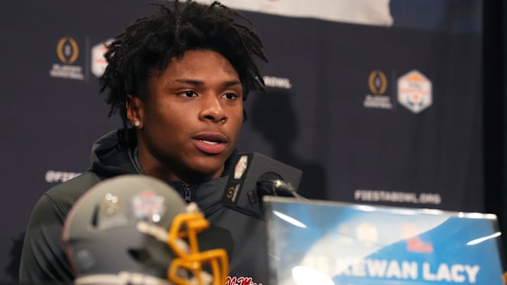 Ole Miss Rebels running back Kewan Lacy speaks to the press during the Vrbo Fiesta Bowl media day at the JW Marriott Camelback Inn in Scottsdale, on Jan. 6, 2025. Ole Miss Rebels running back Kewan Lacy speaks to the press during the Vrbo Fiesta Bowl media day at the JW Marriott Camelback Inn in Scottsdale, on Jan. 6, 2025.