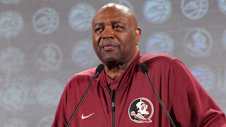 Oct 25, 2023; Charlotte, NC, USA; Florida State Seminoles head coach Leonard Hamilton speaks to the