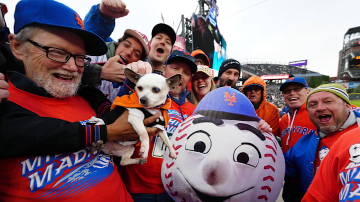 May 21, 2022; Denver, Colorado, USA; New York Mets The 7 Line Army cheers in the fourth inning of a