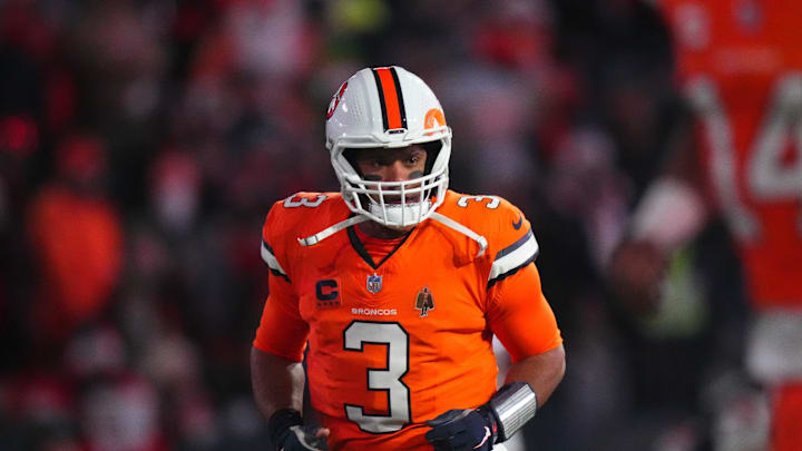 Dec 24, 2023; Denver, Colorado, USA; Denver Broncos quarterback Russell Wilson (3) before the game