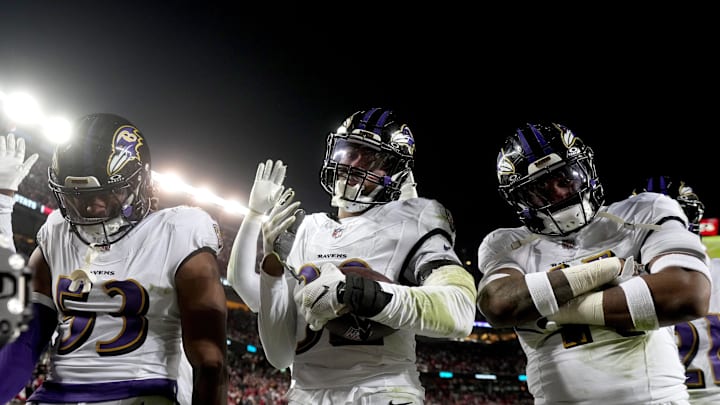 Dec 25, 2023; Santa Clara, California, USA; Baltimore Ravens linebacker Del'Shawn Phillips (53),