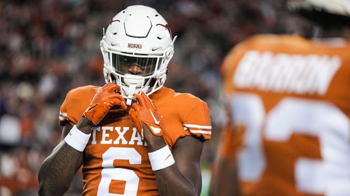 Texas Longhorns defensive back Ryan Watts (6) warms up before competing against TCU Horned Frogs of Texas Longhorns defensive back Ryan Watts (6) warms up before competing against TCU Horned Frogs of
