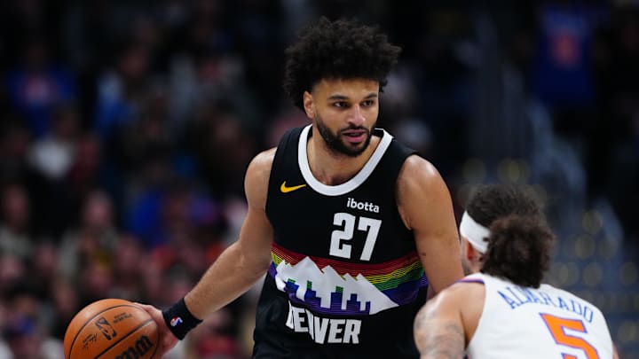 Mar 6, 2026; Denver, Colorado, USA; Denver Nuggets guard Jamal Murray (27) during the second quarter against the Denver Nugge