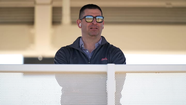 Cincinnati Reds President of Baseball Operations Nick Krall takes a phone call during spring training workouts, Friday, Feb. 16, 2024, at the team s spring training facility in Goodyear, Ariz. Cincinnati Reds President of Baseball Operations Nick Krall takes a phone call during spring training workouts, Friday, Feb. 16, 2024, at the team s spring training facility in Goodyear, Ariz.
