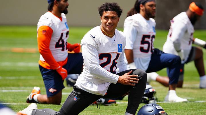 Jun 16, 2026; Englewood, CO, USA; Denver Broncos 2025-2026 safety Devon Key (26) during mini camp at Broncos Park. Jun 16, 2026; Englewood, CO, USA; Denver Broncos 2025-2026 safety Devon Key (26) during mini camp at Broncos Park.