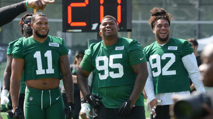 The Jets' defensive line, which features Jermaine Johnson, Quinnen Williams and Levi Fotu, could be the best in the league. The Jets' defensive line, which features Jermaine Johnson, Quinnen Williams and Levi Fotu, could be the best in the league.