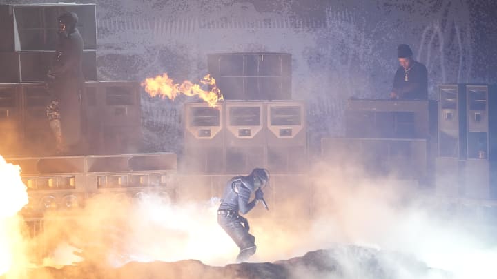 Feb 4, 2024; Los Angeles, CA, USA; Travis Scott performs during the 66th Annual Grammy Awards Feb 4, 2024; Los Angeles, CA, USA; Travis Scott performs during the 66th Annual Grammy Awards