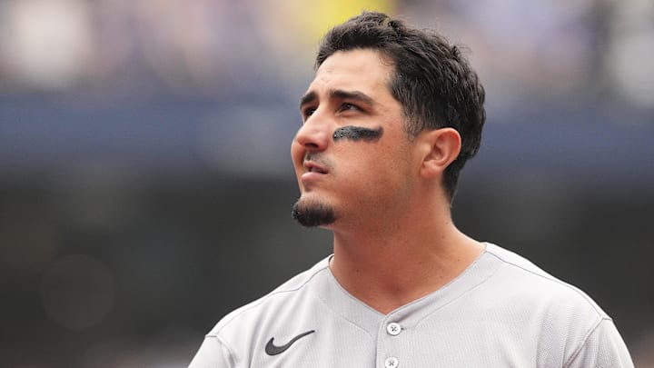 Chicago White Sox third baseman Josh Rojas (5)  against the Toronto Blue Jays at Rogers Centre. 