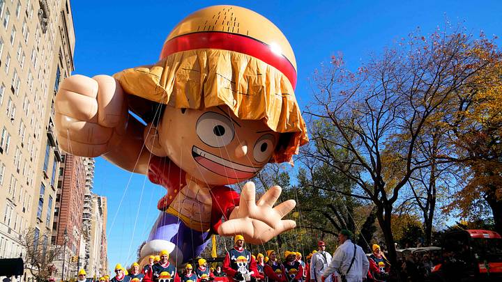 Nov 23, 2023; New York, New York, USA;
New balloon Monkey D. Luffy on Central Park West.
Mandatory Credit: Robert Deutsch, USA TODAY Nov 23, 2023; New York, New York, USA;
New balloon Monkey D. Luffy on Central Park West.
Mandatory Credit: Robert Deutsch, USA TODAY