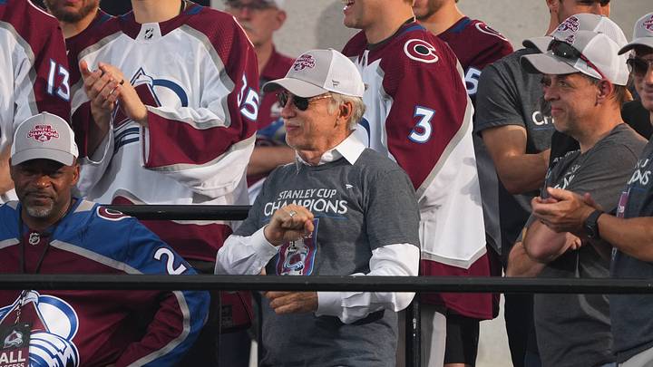 Jun 30, 2022; Denver, Colorado, USA; Colorado Avalanche owner Stan Kroenke during the Stanley Cup Championship Celebration. Mandatory Credit: Ron Chenoy-USA TODAY Sports
