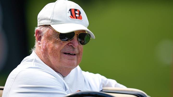 Cincinnati Bengals owner Mike Brown watches practice during the first day of Cincinnati Bengals training camp at the Paycor Stadium practice facility in downtown Cincinnati on Wednesday, July 29, 2026.