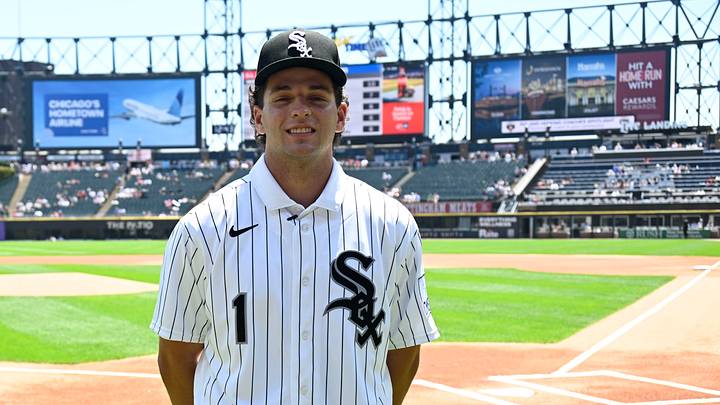 Jul 12, 2026; Chicago, Illinois, USA; Chicago White Sox number one draft pick Roch Cholowsky poses before the team’s game against the Athletics at Rate Field. Mandatory Credit: Matt Marton-Imagn Images Jul 12, 2026; Chicago, Illinois, USA; Chicago White Sox number one draft pick Roch Cholowsky poses before the team’s game against the Athletics at Rate Field. Mandatory Credit: Matt Marton-Imagn Images