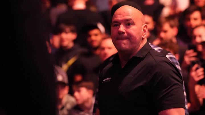 Mar 21, 2026; London,UNITED KINGDOM; UFC CEO Dana White greets fans before the fight between Kurtis Campbell (red gloves) and Danny Silva (blue gloves) during UFC Fight Night at O2 Arena. Mandatory Credit: Peter van den Berg-Imagn Images