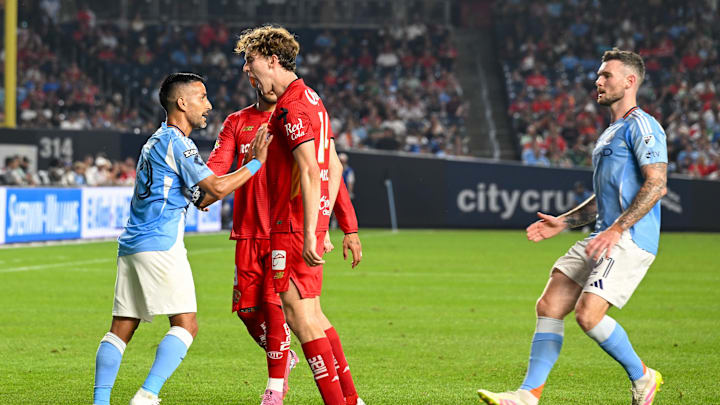 Maxi Moralez and Aiden O'Neill of NYCFC
