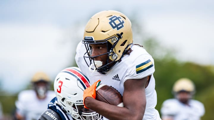 Detroit Country Day's Anthony Cartwright catches a pass during a football game on Saturday, Sept. 6, 2025, at Joseph P. Healey Field.