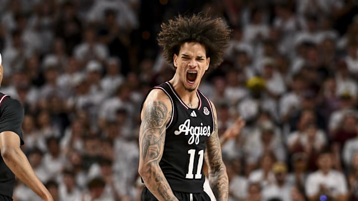 Mar 4, 2025; College Station, Texas, USA; Texas A&M Aggies forward Andersson Garcia (11) reacts during the second half against the Auburn Tigers at Reed Arena. Mandatory Credit: Maria Lysaker-Imagn Images Mar 4, 2025; College Station, Texas, USA; Texas A&M Aggies forward Andersson Garcia (11) reacts during the second half against the Auburn Tigers at Reed Arena. Mandatory Credit: Maria Lysaker-Imagn Images