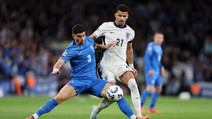 Dominic Solanke in action against Greece 