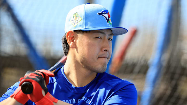 Feb 16, 2026; Dunedin, FL, USA; Toronto Blue Jays infielder Kazuma Okamoto (7) works out during spring training practice at Player Development Complex. Mandatory Credit: Kim Klement Neitzel-Imagn Images Feb 16, 2026; Dunedin, FL, USA; Toronto Blue Jays infielder Kazuma Okamoto (7) works out during spring training practice at Player Development Complex. Mandatory Credit: Kim Klement Neitzel-Imagn Images