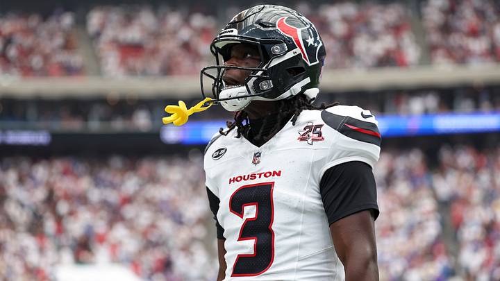 Sep 13, 2026; Houston, Texas, USA; Houston Texans cornerback Kamari Lassiter (3) reacts after a play during the game against the Buffalo Bills at Reliant Stadium. Mandatory Credit: Troy Taormina-Imagn Images Sep 13, 2026; Houston, Texas, USA; Houston Texans cornerback Kamari Lassiter (3) reacts after a play during the game against the Buffalo Bills at Reliant Stadium. Mandatory Credit: Troy Taormina-Imagn Images