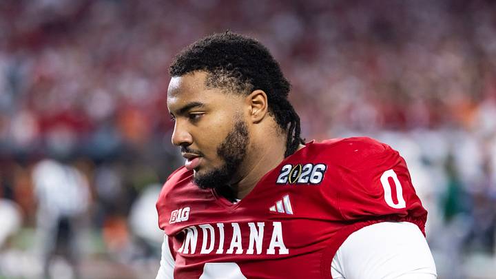 Jan 19, 2026; Miami Gardens, FL, USA; Indiana Hoosiers defensive lineman Hosea Wheeler (0) against the Miami Hurricanes in the College Football Playoff National Championship game at Hard Rock Stadium. Mandatory Credit: Mark J. Rebilas-Imagn Images Jan 19, 2026; Miami Gardens, FL, USA; Indiana Hoosiers defensive lineman Hosea Wheeler (0) against the Miami Hurricanes in the College Football Playoff National Championship game at Hard Rock Stadium. Mandatory Credit: Mark J. Rebilas-Imagn Images