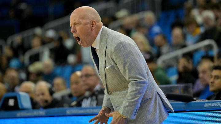 Nov 18, 2025; Los Angeles, California, USA;  UCLA Bruins head coach Mick Cronin during the first half against the Sacramento State Hornets at Pauley Pavilion presented by Wescom Financial. Mandatory Credit: Jayne Kamin-Oncea-Imagn Images