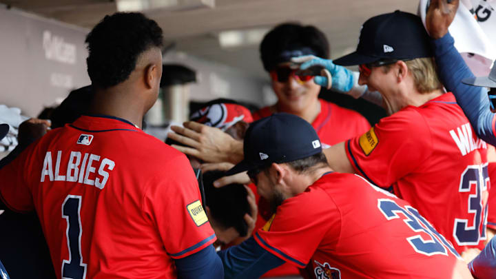 Atlanta Braves shortstop Nacho Alvarez Jr. got the full initiation after his first career home run