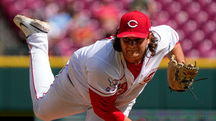 Cincinnati Reds relief pitcher Ian Gibaut (79) throws a pitch in the eighth inning of the MLB Interleague game between the Cincinnati Reds and the Minnesota Twins at Great American Ball Park in downtown Cincinnati on Wednesday, Sept. 20, 2023.