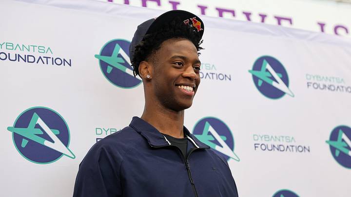 Brockton’s AJ Dybantsa spends time with Davis School students after declaring for the 2026 NBA Draft at Davis School (K-8) in Brockton, Massachusetts on Thursday, April 23, 2026.