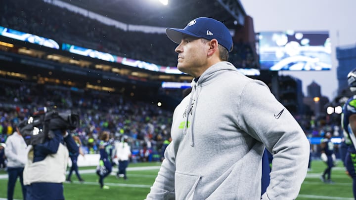 Dec 22, 2024; Seattle, Washington, USA; Seattle Seahawks head coach Mike Macdonald walks to the locker room following a loss against the Minnesota Vikings at Lumen Field.