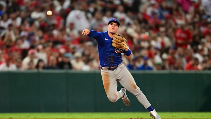 Chicago Cubs third baseman Matt Shaw completes an impressive play against the Los Angeles Angels. Chicago Cubs third baseman Matt Shaw completes an impressive play against the Los Angeles Angels.